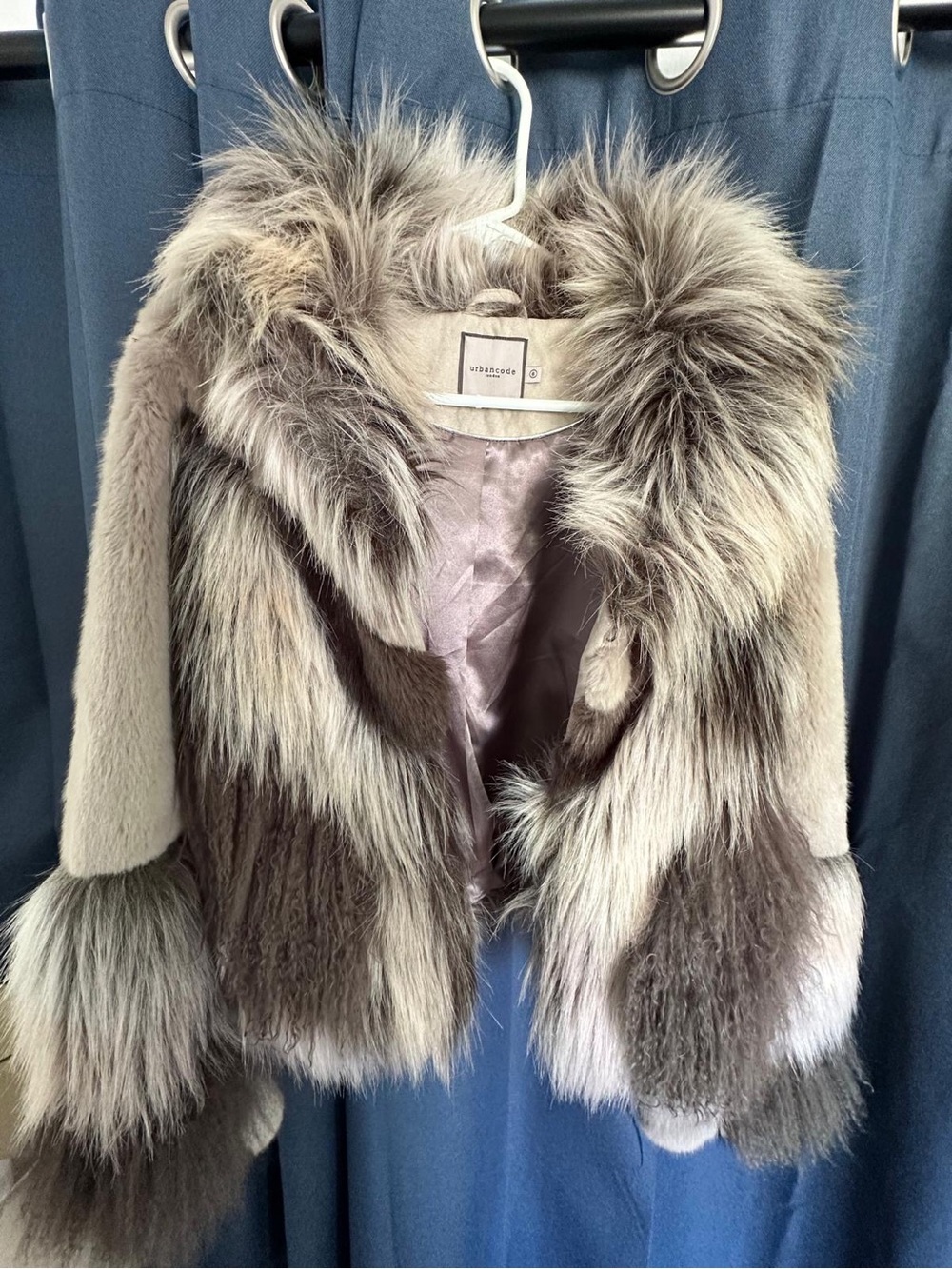 Urbancode Taupe Faux Fur-Trim Teddy Jacket with Plush Fur Accent